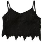 Oasap Women's Floral Lace Crochet Frayed Spaghetti Strap Crop Top