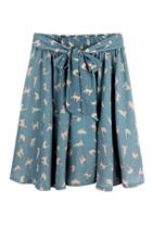 Oasap Sweet Cat Detail Lace-up Waist Skirt