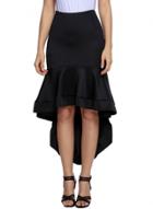 Oasap High Waist Solid Color Flounce Hem Skirt