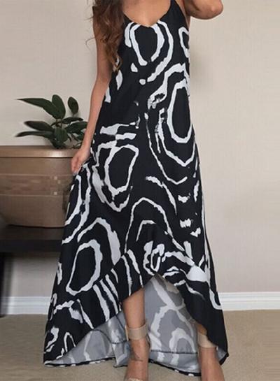 Oasap Halterneck Backless Irregular Maxi Beach Dress