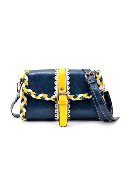 Oasap Plaited Pin Buckle Embellished Shoulder Bag