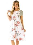 Oasap Floral Print A-line Loose T-shirt Dress