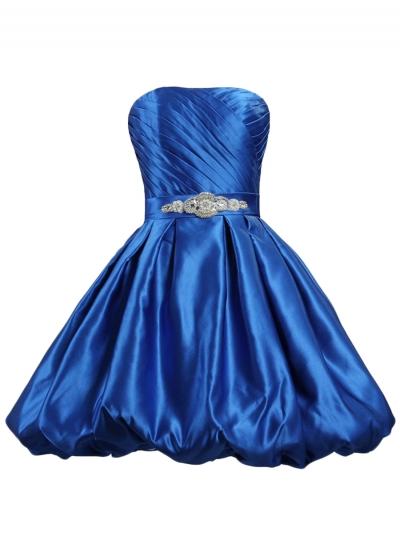 Oasap Women's Ruffled Bandeau Rhinestone Waist A-line Dress