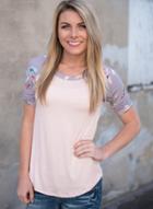 Oasap Short Sleeve Floral Loose Tee