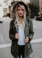 Oasap Hodded Long Sleeve Cotton Padded Coat