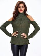 Oasap High Neck Off Shoulder Long Sleeve Sweaters