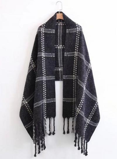 Oasap Casual Plaid Printed Tassels Decoration Scarf