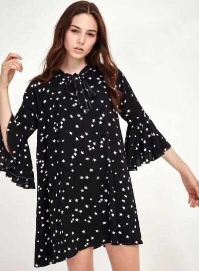 Oasap Black Star Printing Loose Dress