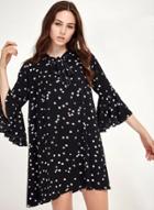 Oasap Black Star Printing Loose Dress