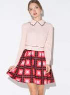 Oasap Women's Colour Block Binding Scallop Collar Dress
