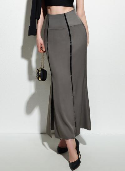 Oasap High Waist Slim Lace Up Solid Color Skirt