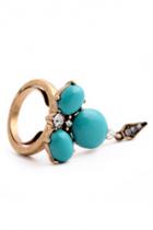 Oasap Vintage Aqua Faux Stone Embellishment Rivet Rings