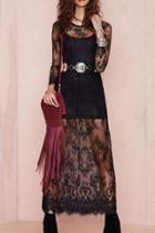 Oasap Black Reverse Lace Lady Maxi Dress