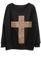 Oasap Leopard Cross Sweatshirt