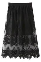 Oasap Mesh Paneled Sheer Midi Skirt