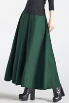 Oasap Elegant Solid High Waist Pleated A-line Maxi Skirt