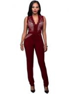 Oasap Sleeveless Lace Splicing Solid Color Jumpsuit