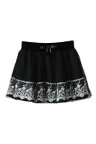 Oasap Retro Bowknot Embellished Lace Detail Bouffant Skirt