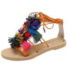 Oasap Fashion Ankle Lace-up Tassel Flat Sandals