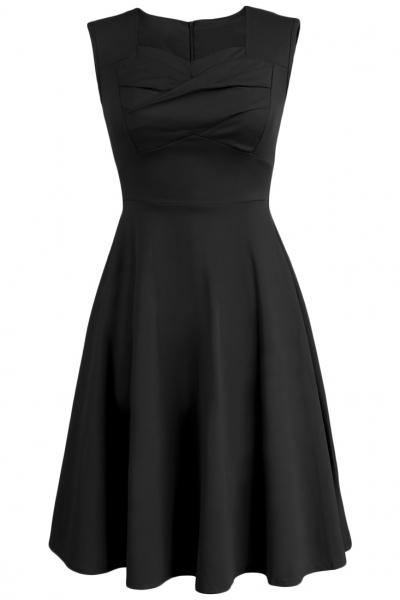 Oasap Elegant Ruffle Trim Sleeveless Dress