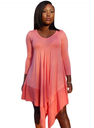 Oasap Round Neck Long Sleeve Irregular Dress