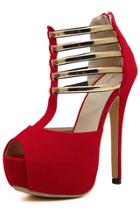 Oasap Awesome Solid Strappy Peep Toe Stiletto Heels