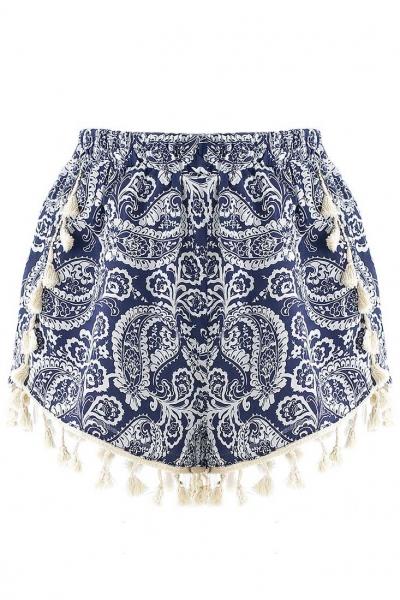 Oasap Wishful Printed Tasseled Woman Shorts