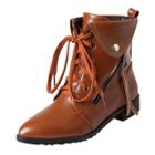 Oasap Pointed Toe Lace Up Fold Down Ankle Boots