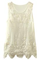 Oasap Sweet Zigzag Hem Pearls Decoration Lace Tank