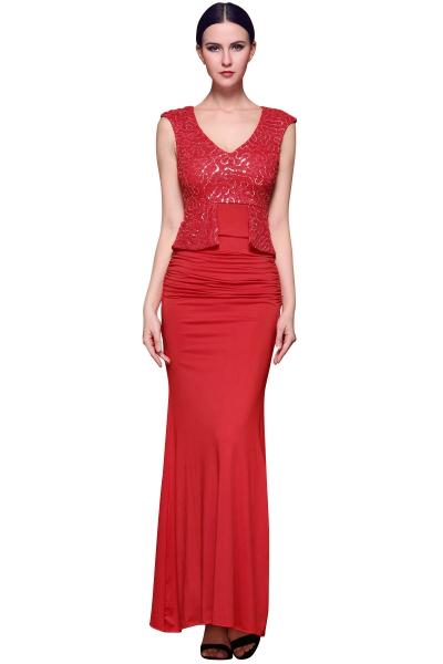 Oasap Graceful Maxi Sequined Back Cutout Lace Dress