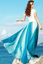 Oasap Behemian Color Block Long Dress Skirt