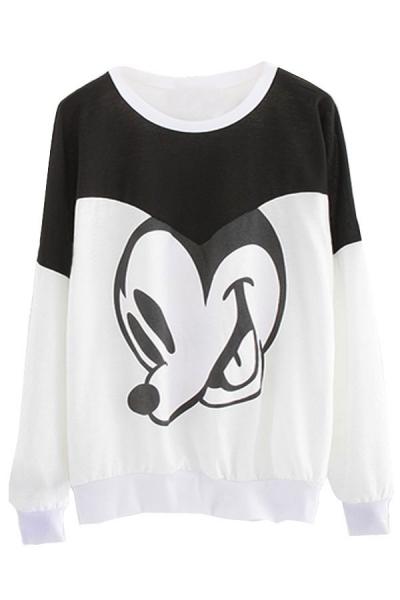 Oasap Micky Mouse Color Block Sweatshirt