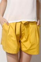 Oasap Yellow Shorts With Wasit-tie