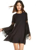 Oasap Fashion Flare Sleeve Lace Panel Mini Dress