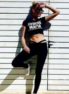 Oasap Letter Printed Short Sleeve Yoga Set