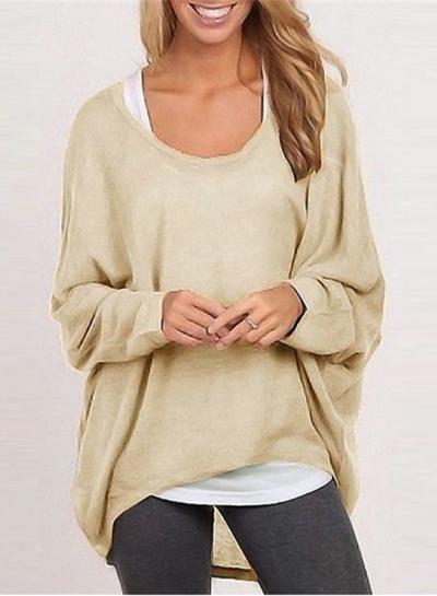 Oasap Batwing Sleeve Loose Fit Solid Knit Sweater