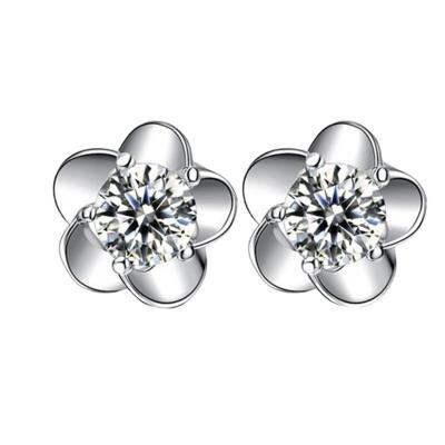 Oasap 925 Sterling Silver Plum Blossom Gemstone Stud Earrings