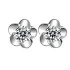 Oasap 925 Sterling Silver Plum Blossom Gemstone Stud Earrings