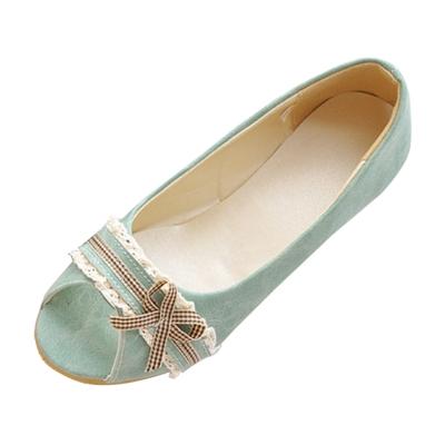Oasap Peep Toe Bow Flat Heels Lace Sandals