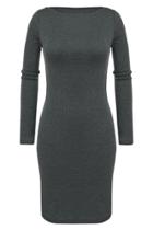 Oasap Simple Round Neck Long Sleeve Knit Body-con Dress
