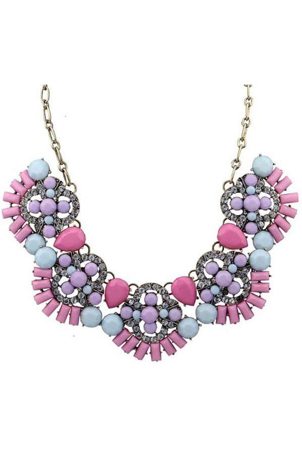 Oasap Univibe Bar Teardrop Faux Stone Necklace