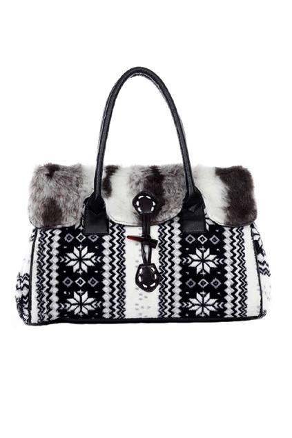 Oasap Snowflake Print Faux Fur Shoulder Bag