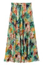Oasap Jungle Leaves Print Midi Skirt