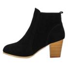 Oasap Solid Color Pointed Toe Side Zipper Ankle Boots