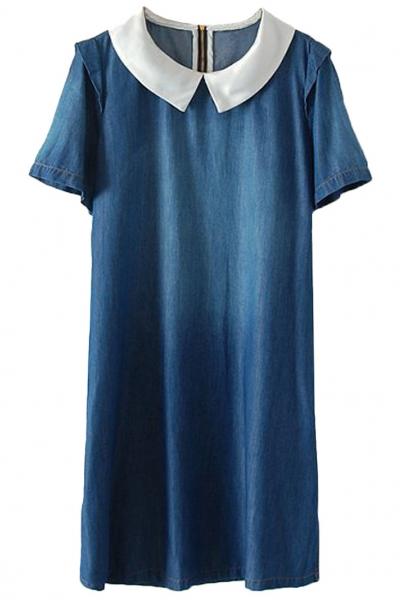 Oasap Peter Pan Collar Denim Dress