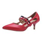Oasap Color Block Buckle Strap Strange Style Heels Pumps