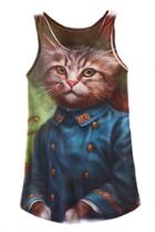 Oasap Cute Cat Printed O Neck Tank