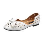 Oasap Round Toe Hollow Out Rhinestone Flat Shoes