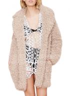 Oasap Women's Fashion Lapel Long Sleeve Faux Lamb Fur Coat
