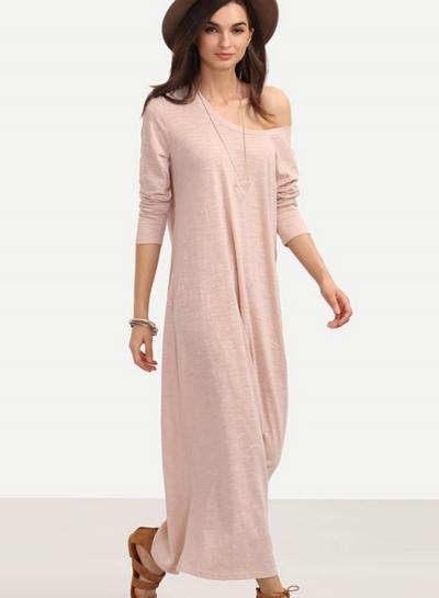 Oasap Women's Casual One Shoulder Loose Fit Dress